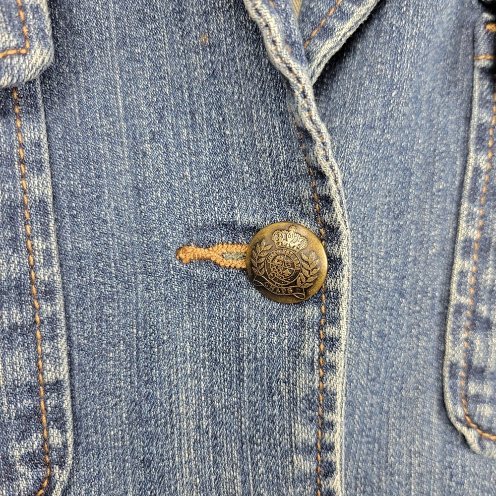 Y2k Vintage Rl Chaps Button Front Denim Jean Jack… - image 3
